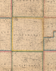 Blackberry, Illinois 1860 Old Town Map Custom Print - Kane Co.