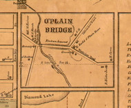 O'Plain Bridge Village - Lake Co., Illinois 1861 Old Town Map Custom Print - Lake Co.