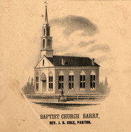 Barry Baptist Church JD Cole Pastor - Pike Co., Illinois 1860 Old Town Map Custom Print - Pike Co.