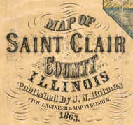 Title of Source Map - St. Clair Co., Illinois 1863 Old Town Map Custom Print - St. Clair Co.