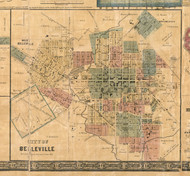 Belleville Village - St Clair Co., Illinois 1863 Old Town Map Custom Print - St. Clair Co.
