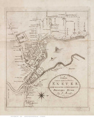 Exeter Village 1802 Dow - Old Map Reprint - New Hampshire Towns Other