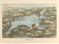 Lake Sunapee, New Hampshire 1905 Bird's Eye View - Old Map Reprint