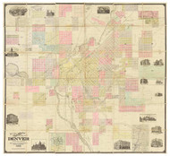 Denver 1881 Rollandet - Old Map Reprint - Colorado Cities