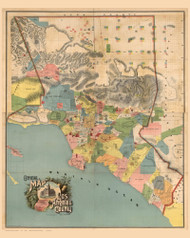 Los Angeles County California 1888 - Old Map Reprint