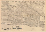 Santa Barbara County California 1889 - Old Map Reprint