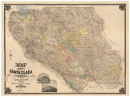 Santa Clara County California 1890 - Old Map Reprint