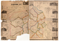 Adams County Pennsylvania 1858 Copy 2 - Poor Condition - Old Map Reprint