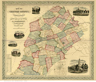 Chester County Pennsylvania 1856 - Old Map Reprint