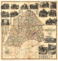 Chester County Pennsylvania 1860 - Old Map Reprint