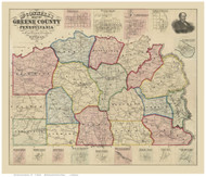 Greene County Pennsylvania 1865 - Old Map Reprint
