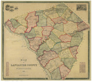 Lancaster County Pennsylvania 1851 - Old Map Reprint