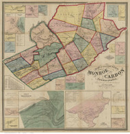 Monroe & Carbon County Pennsylvania 1860 - Old Map Reprint