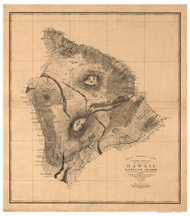 Island of  Hawaii - Hawaii 1886 Old Map Reprint