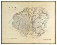 Island of  Kauai - Hawaii 1903 Old Map Reprint