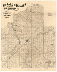 Christian County, Illinois 1893 - Old Map Reprint