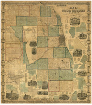 Cook County, Illinois 1861 - Old Map Reprint