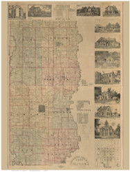 Edwards County, Illinois 1890 - Old Map Reprint