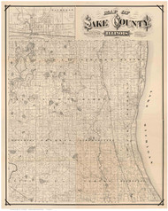 Lake County, Illinois 1873 - Old Map Reprint