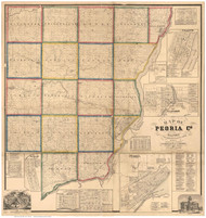 Peoria County, Illinois 1861 - Old Map Reprint
