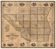 Pike County, Illinois 1860 - Old Map Reprint