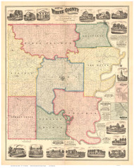 White County, Illinois 1871 - Old Map Reprint