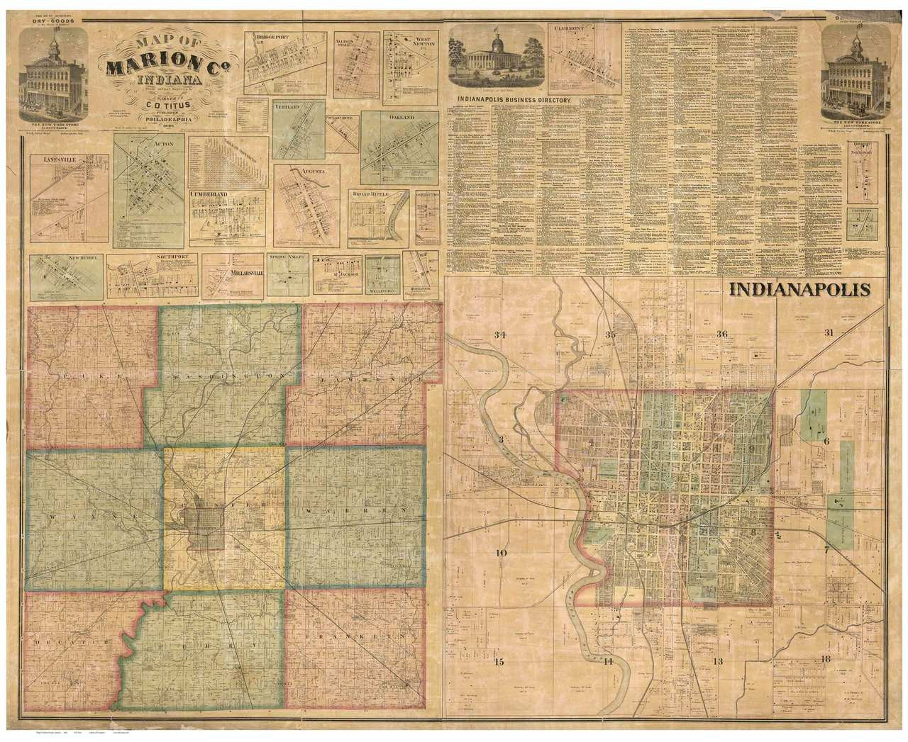 Marion County Indiana 1866 Old Map Reprint OLD MAPS Marion 1866 Web 