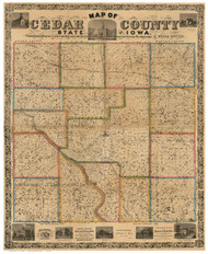 Cedar County Iowa 1863 - Old Map Reprint