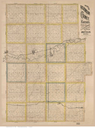 Dickinson County Kansas 1885 - Old Map Reprint