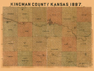 Kingman County Kansas 1887 - Old Map Reprint