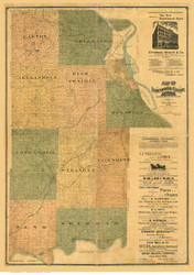 Leavenworth County Kansas 1894 - Old Map Reprint