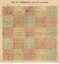 McPherson County Kansas 1898 - Old Map Reprint