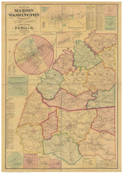 Marion and Washington County Kentucky 1877 - Old Map Reprint