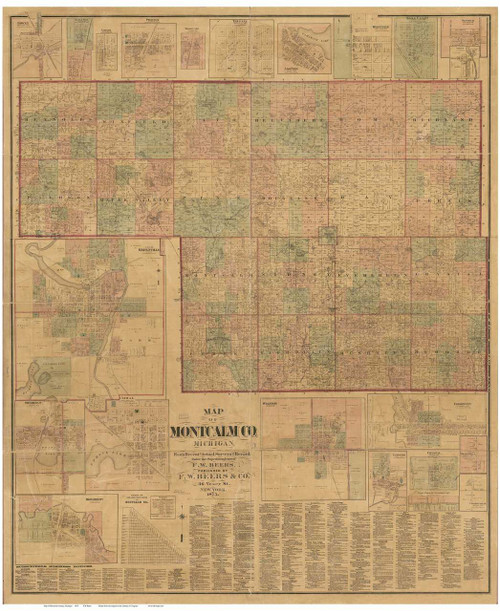 Montcalm County Michigan 1875 - Old Map Reprint - OLD MAPS