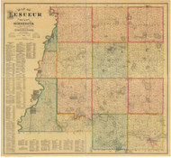 LeSueur County Minnesota 1880 - Old Map Reprint