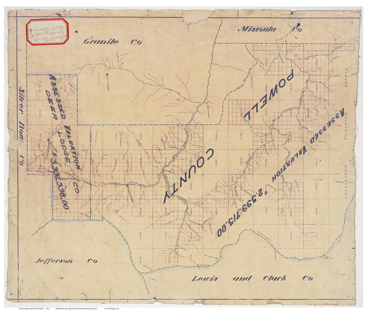 Deer Lodge Montana Map Deer Lodge Powell County Montana 1901 Old Map Reprint Old Maps