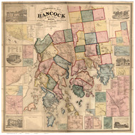 Hancock County Maine 1860 - Old Map Reprint