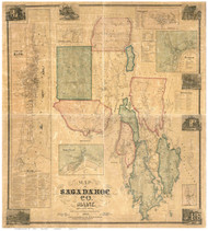 Sagadahoc County Maine 1858 - Old Map Reprint