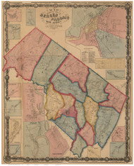 Bergen & Passaic County New Jersey 1861 - Old Map Reprint