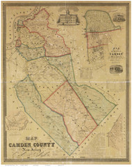 Camden County New Jersey 1857 - Old Map Reprint