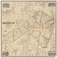Monmouth County New Jersey 1861 - Old Map Reprint