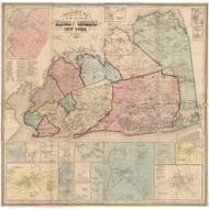 Kings & Queens County New York 1859 - Old Map Reprint