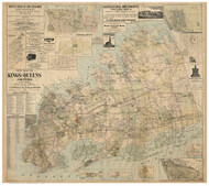 Kings & Queens County New York 1886 - Old Map Reprint