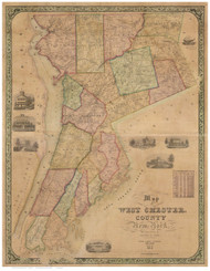 Westchester County New York 1851 - Old Map Reprint