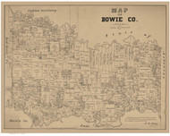 Bowie County Texas 1879 - Old Map Reprint