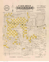 Callahan County Texas ca1870 - Old Map Reprint