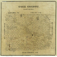 Coke County Texas ca1900 - Old Map Reprint