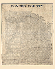 Concho County Texas 1897 - Old Map Reprint