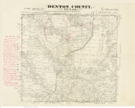 Denton County Texas ca1870 - Old Map Reprint
