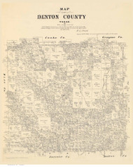 Denton County Texas 1879 - Old Map Reprint
